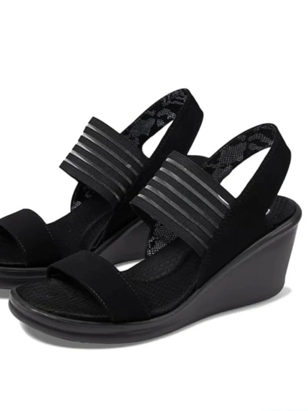 Skechers Cali Women's Rumblers-Sci-Fi Wedge Sandal, Black, Sz 7